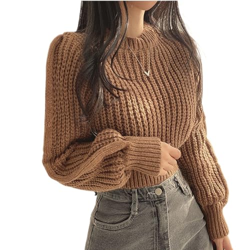 Women's Cable Knit Sweaters, Long Sleeve Crewneck Knitted Pullover, Fall Sweater Pullover Tops