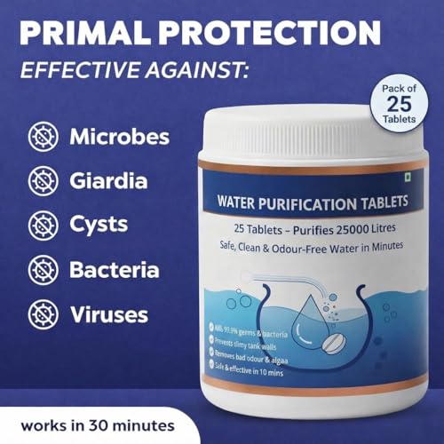 Image of EVERSYS Chlorine Tablets for Water Tank Purification | 25 Tablets for 25000L | Waters Cleaning Tablet for Safe Drinking Water | Tank Cleaning & Disinfection Tablets for Home Use