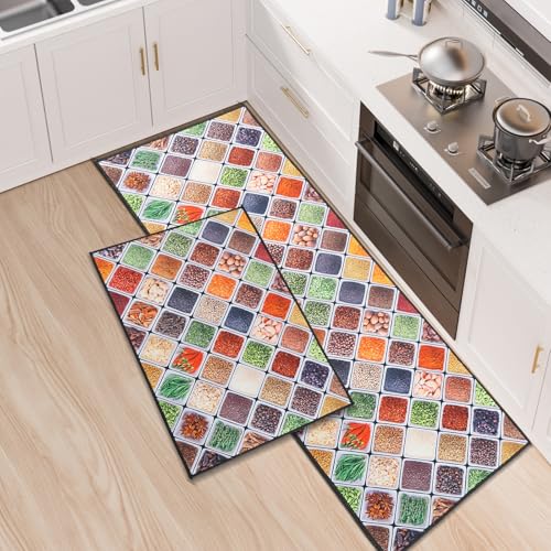 Fecialy Alfombra de Cocina Antideslizante Set 43x75cm+43x120cm
