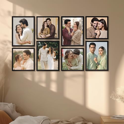 Image of Art Street Photo Frame Set of 8 Black Wall Decor Collage Display Hanging Family Picture Frames Gallery Collection Decor Items Wall Mount Frames Birthday Anniversary, 8x8 and 8x12 In