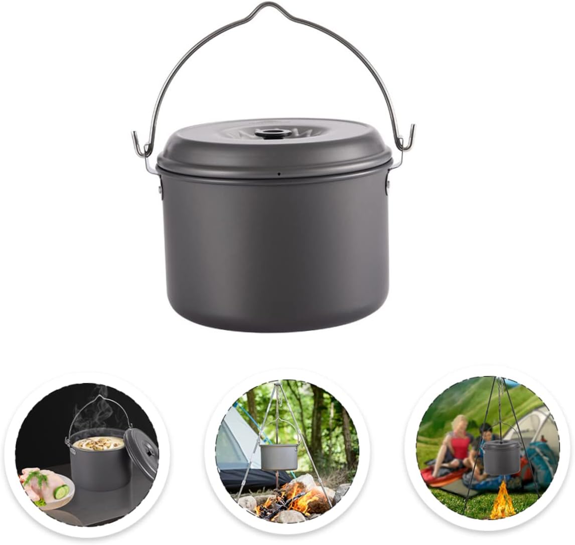 1pc Portable Camping Pot Handle Capacity Lightweight Outdoor Cookware for Hiking and Cooking Non-Stick Design for Family and Group Dining