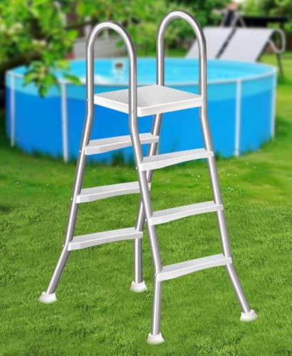 Escalera para piscina de acero inoxidable 4 peldaños 43 in miniatura 1