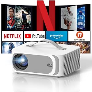 [Netflix-Licensed & Dolby Audio]4K-Projector with WiFi 6 & Bluetooth 5.2, Lisowod Native 1080P, 600ANSI Outdoor-Movie Projector Electric Focus 4D/4P Keystone Portable Smart Projector with Netflix/hulu