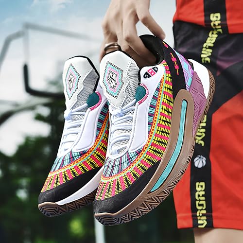 Image of Men's High-Top Basketball Shoes Anti-Slip and Wear-Resistant Soles Running Shoes Graffiti Design Fashionable Sports Shoes