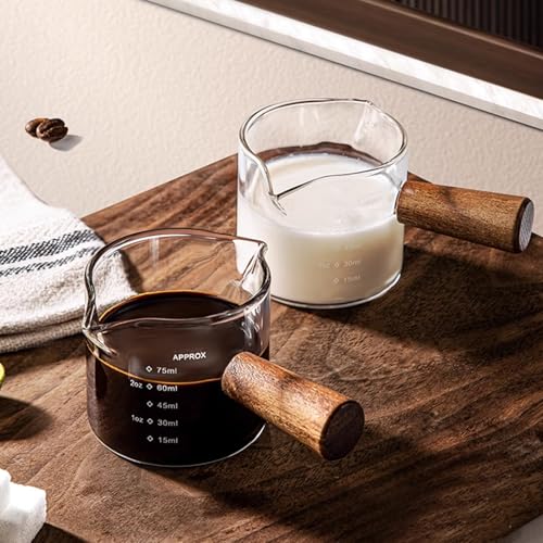 Set de 2 vasos medidores de espresso con mango de madera miniatura 1
