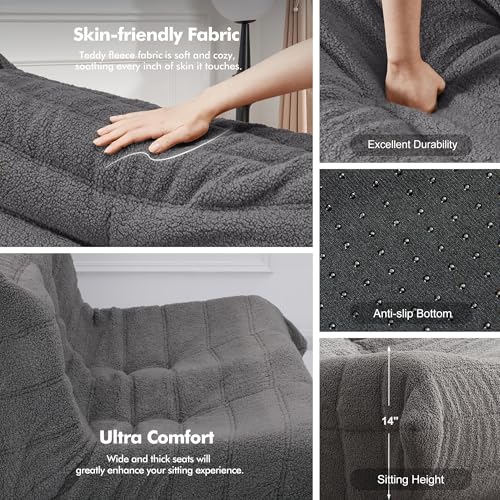 Image of Bean Bag Loveseat Chair Big Sofa Beanbag Chair for Adults Fireside Chair Bean Bag Lounger with Memory Foam Filled for Home,Apartment or Gaming Venue(DGY Teddy)