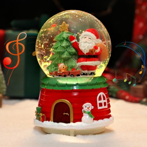 Lomffy Weihnachts Schneekugel mit Licht, Automatischer Schneefall...