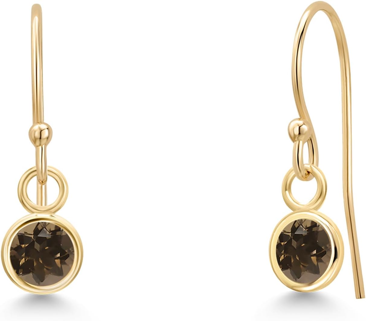 14K Yellow Gold Gemstone Birthstone French Wire Drop Dangle Earrings for Women | Round 4MM | Gold Jewelry for Her Mom Wife