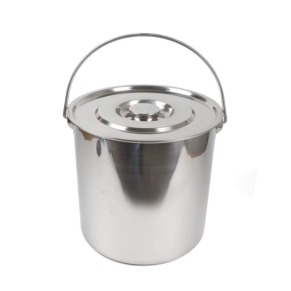 Seau de 20 litres en acier inoxydable pour la cuisine - Seau alimentaire - Seau à lait, Seau à glace - Seau à eau - Seau à champagne - Avec couvercle (20 l)