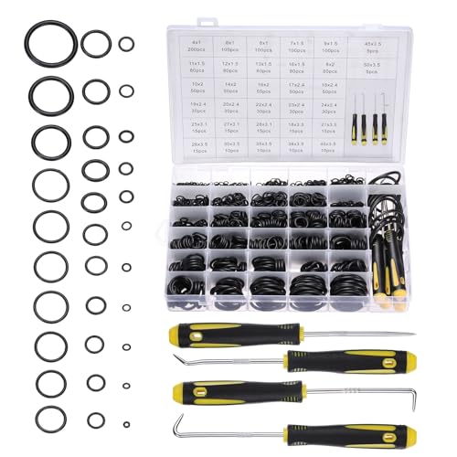Kit joints toriques nitrile PATIKIL 1540pcs avec 4 crochets pour compresseur et plomberie