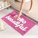 Design joyeux : le tapis de bain Hello Beautiful apporte une ambiance positive à votre maison avec son message réconfortant, parfait pour créer un accueil.