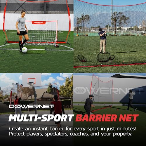 PowerNet Portable Sports Rebounder - Basketball, Volleyball, Soccer, Baseball, Softball and Lacrosse, Backyard & Garage Backstop, Indoor Outdoor Safety Net for Protection (12 x 9 FT, Red) by PowerNet - Used condition - Image 4