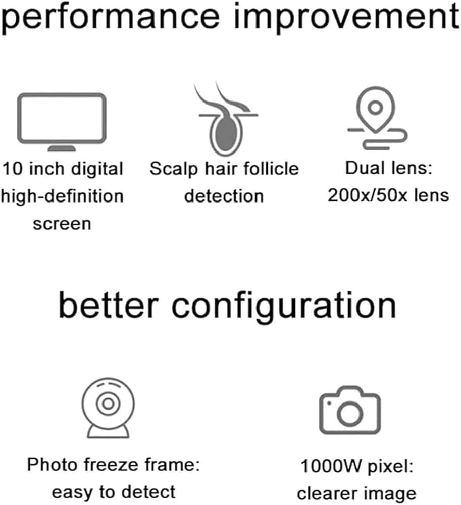 27,9 cm (11 Zoll) HD Kopfhautdetektor Mikroskop | Multifunktionaler Haarfollikel-Analysator mit 50-fach - 200-facher Vergrößerung | Intelligentes Hauttestgerät für Dermatologie, Trichologie und