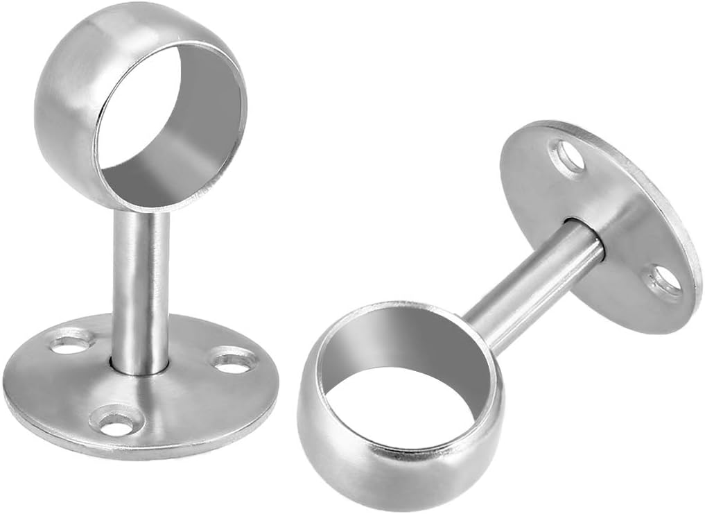 uxcell Wardrobe Pipe Bracket, 25mm Dia, 65mm Height, Wall Mounted Rail Rod Support Socket 4pcs