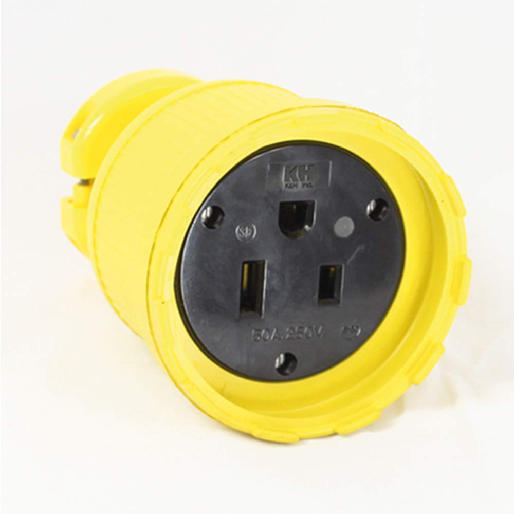 C650DF Rubber/Polycarbonate Rewireable Flip Seal Connector, 2 Pole/3 Wire, 50 amps, 250V AC, Yellow