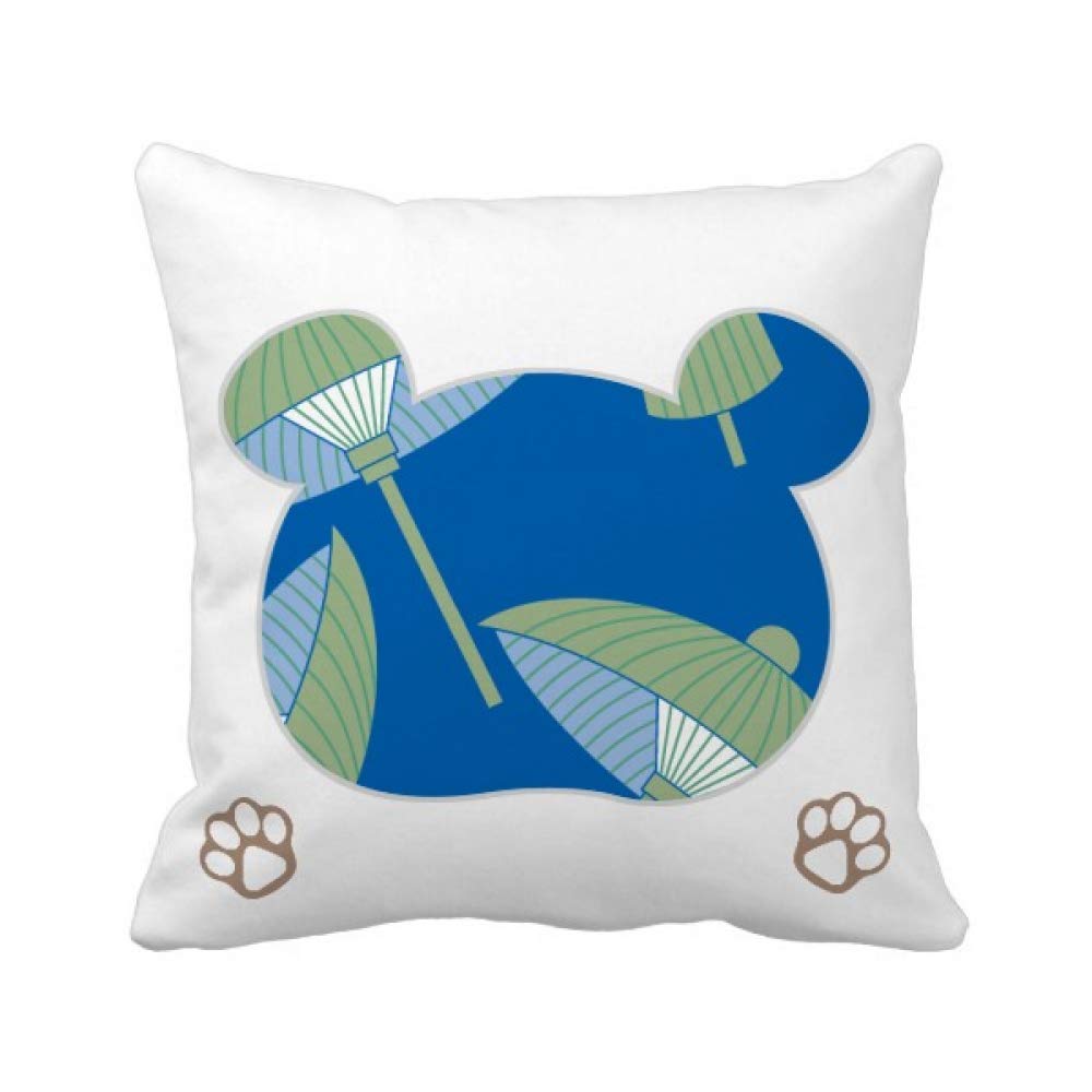 Housse de coussin carrée en papier vert motif ombrelle nuage taie oreiller salon