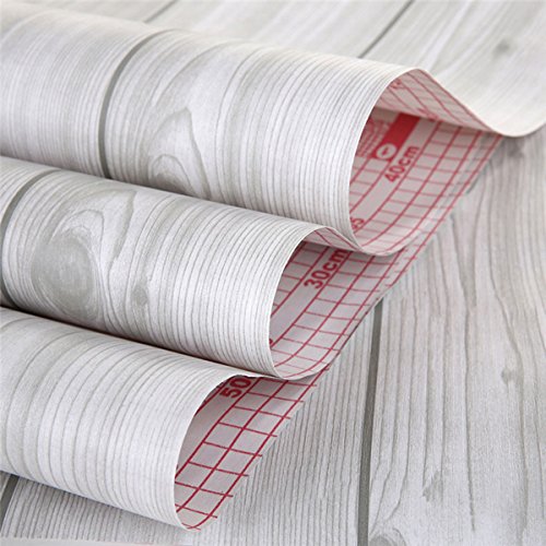 Self Adhesive Rustic Gray Wood Plank Shelf Drawer Liner Contact Paper For Kitchen Cabinet Dresser Table Furniture Wall Door Decal Sticker 17.7X78.7 Inches #TOP2
