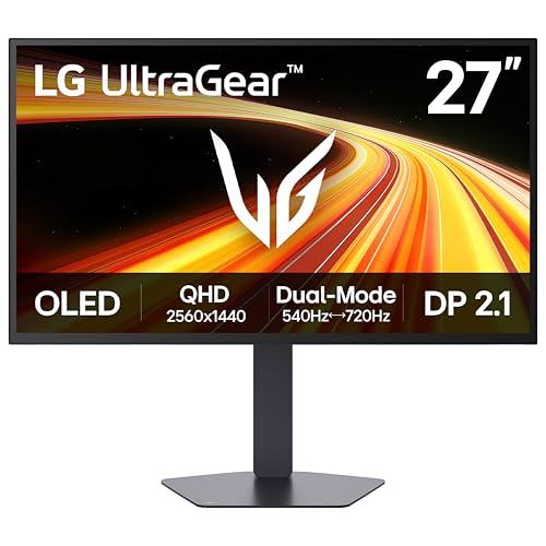 27GX790B-B 27” Ultragear QHD (3440 x 1440) OLED Gaming Monitor, Dual Mode(QHD 540Hz/ HD 720Hz), 0.02ms, TrueBlack 500, NVIDIA G-Sync Compatible, AMD FreeSync Premium Pro, DisplayPort 2.1, USB-C, Black