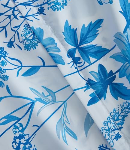 Image of Duvet Cover King Size Set - Extra Soft Floral Duvet Cover 104 x 90 with 2 Pillow Shams - Comfy, Breathable Bedding Set - Hotel Luxury & Fade Free w / Zipper Closures & Ties - Blue Dainty Floral