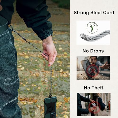 TOOLIN Phone Coiled Lanyard,Universal Protector Phone Leash with Silicone holder,Fit Outdoor/Hiking/Climbing/Fishing/KayakTether, SmartPhone Tether (Black) - image 5