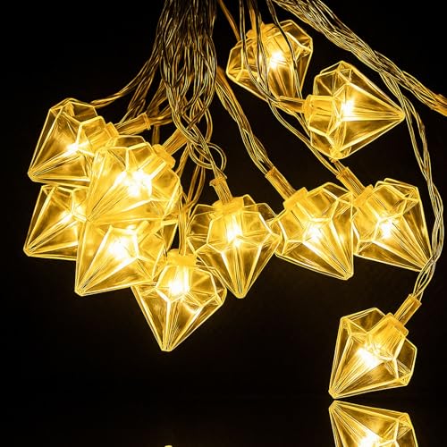 Image of MPROW Diamond Crystal LED String Lights - Yellow-Color Decorative Fairy Lights for Home Decoration, Bedroom, Diwali, Christmas, & Parties - 20 LED Decorative Lights (Smart Lighting, Brilliant Living)