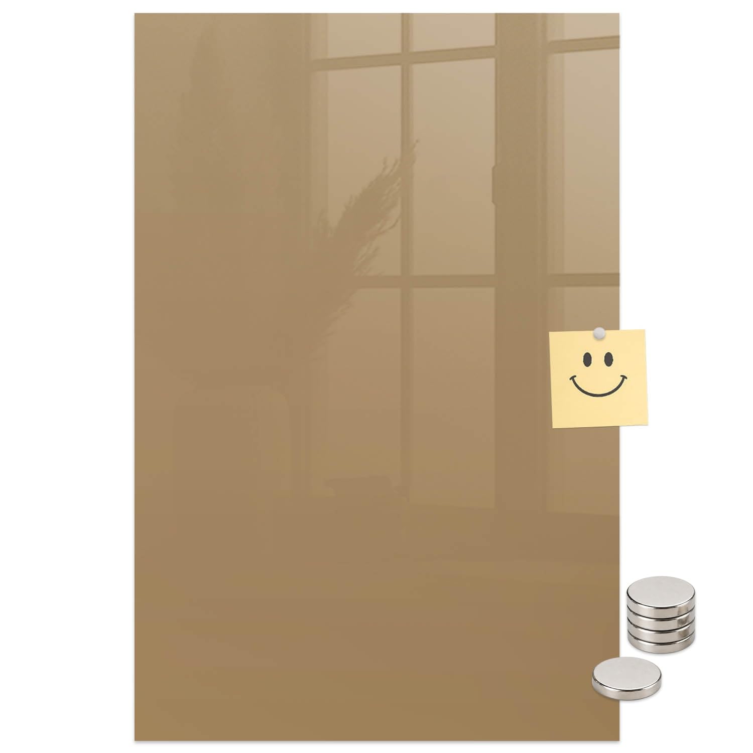 Pizarra Magnética de Vidrio Templado 40x60 color beige oscuro | Tablero Imantado | Cristal Templado | Mural de Pared | Placa de Acero | Cartelera Informativa | Organizador de Tareas