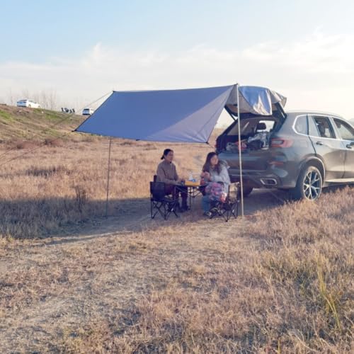 Toldo lateral de coche contra la lluvia: refugio impermeable azul 7