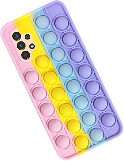 SDTEK Case Compatible with Samsung Galaxy A13, Bubble Fidget Pop Soft Silicone Phone Cover (Rainbow)