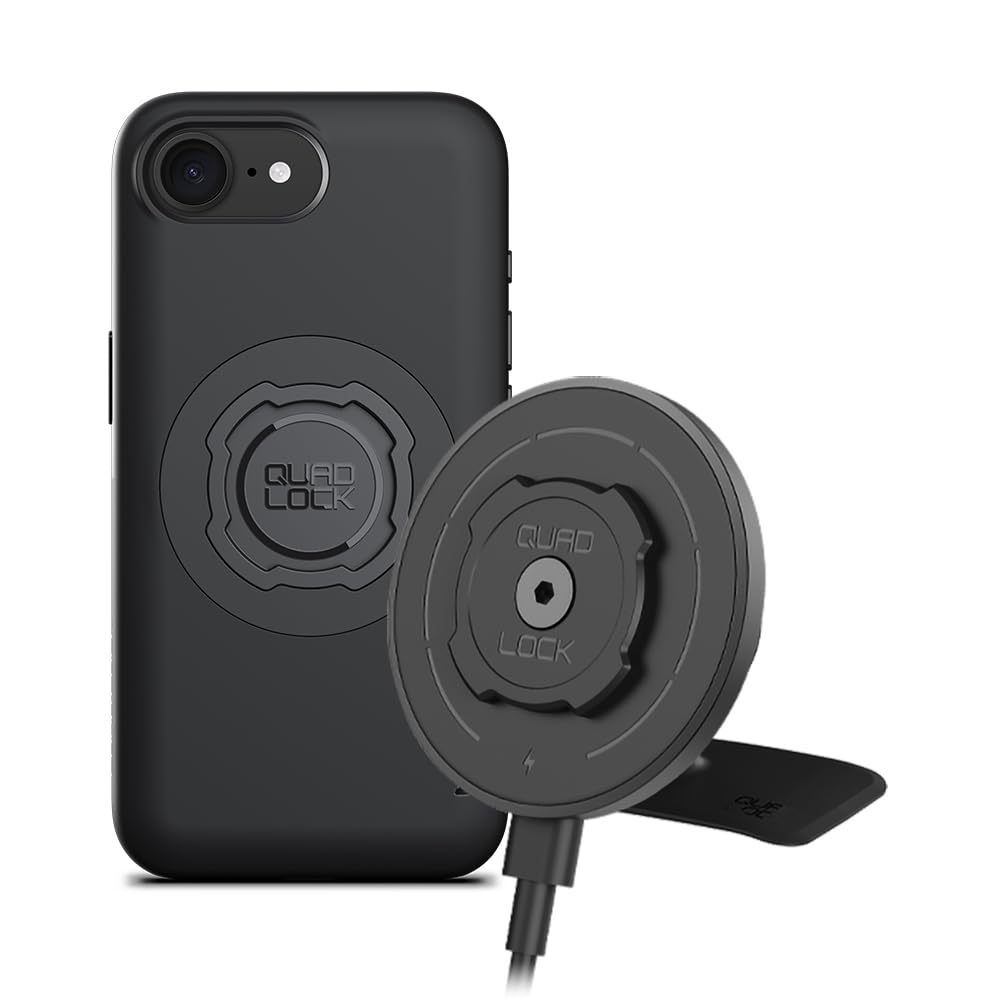 Quad Lock Support adhésif pour téléphone de Voiture pour Tableau de Bord/Console avec Tête de Charge sans Fil MAG V2 et Coque MAG pour iPhone 16e
