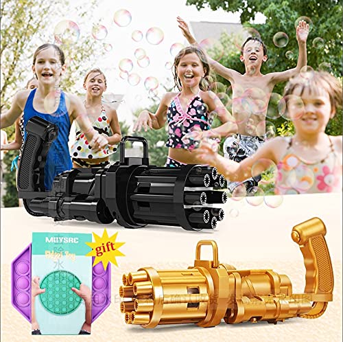 NEOWOO 2 PACK Bubble Machine for Toddlers, 8-Hole Electric Bubbles Machine for Toddlers Toys, New Gatling Bubble Machine Outdoor Toys for Boys and Girls (Black + Gold)…