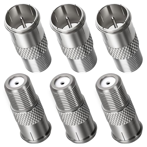 Togconn Coaxial Quick Adapter 6 Pack, Quick Push On F-Type Male to Female Coax Coaxial Extender Connector for RG6 Coaxial Cable, RV, Satellite Dish, TV, Splitter, Amplifier, Antenna