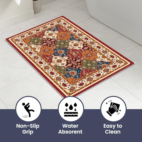 Image of MAXOSHINE PVC Bathroom Mats Anti Slip | Water Absorbent Bath Floor Mat | Quick Dry Anti Skid Bathroom Mats for Home | Door Mat for Wet Area 40x60 CM (Persian Brown)