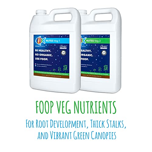 Foop Nutes Veg & Bloom Gallon Pack: Organic Plant Nutrients For Root Development, Thick Stalks, Vibrant Green Canopies, Tight Bud Stacking, And An Explosion Of Trichomes | Contains Five 1G Bottles #TOP4