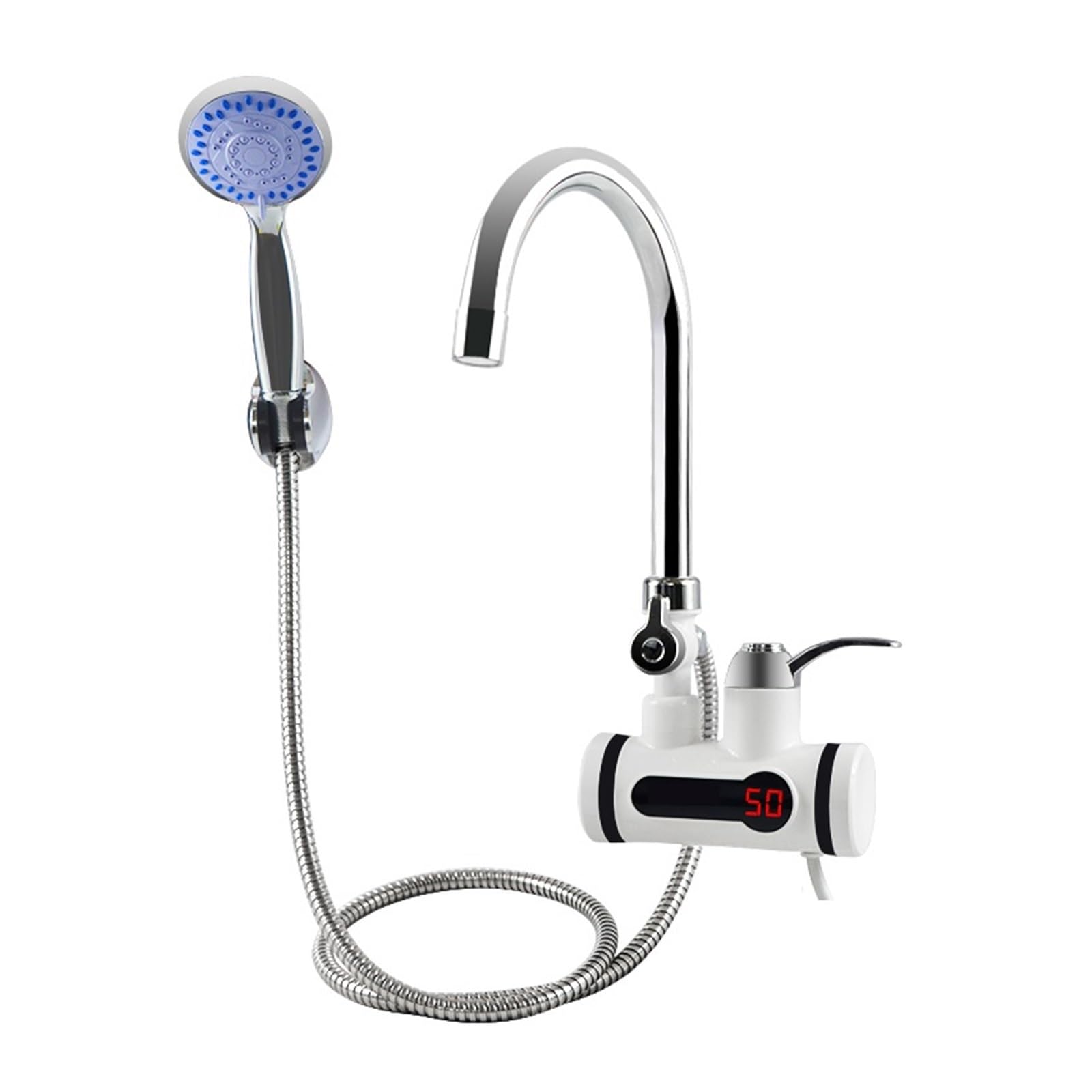 Bezzbiornikowy podgrzewacz wody kran prysznicowy, natychmiastowy podgrzewacz wody kran elektryczny, ogrzewanie natychmiastowa ciepła woda do kuchni i łazienki(No shower small)