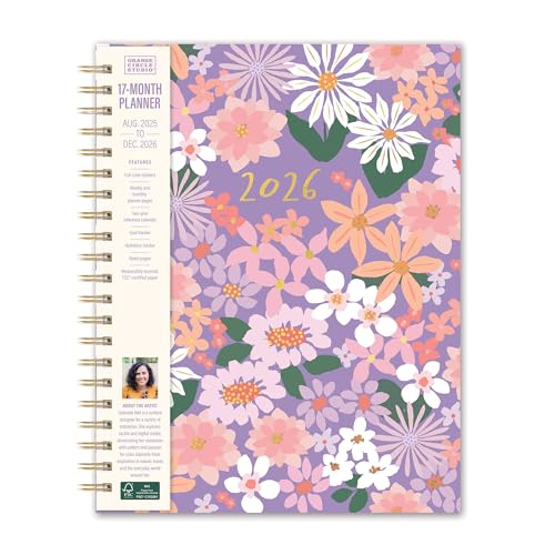Orange Circle Studio 2026 Planner, Secret Garden, Extra Large Spiral Planners, Weekly & Monthly Planner for School or Work, Note Pages, Budget, Goal & Hydration Tracker, 256 Stickers