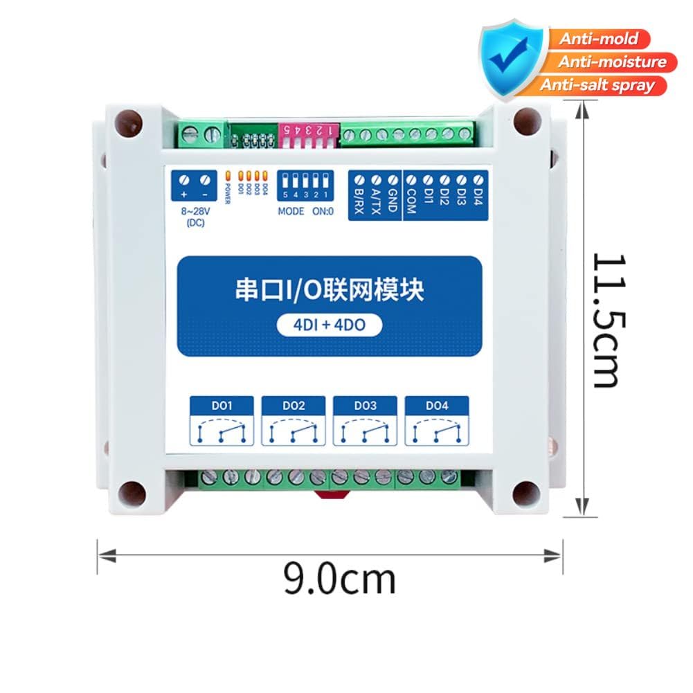 Moduli di rete I/O di controllo Modbus RTU 4DI+4DO con porta seriale RS485 MA01-AXCX4040 per installazione su guida DIN 8~28V CC Watchdog IoT