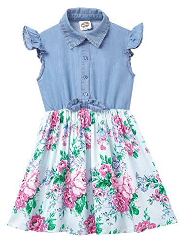 Image of Cub McPaws Girls Dress | Denim & Cotton | 4 to 12 Years