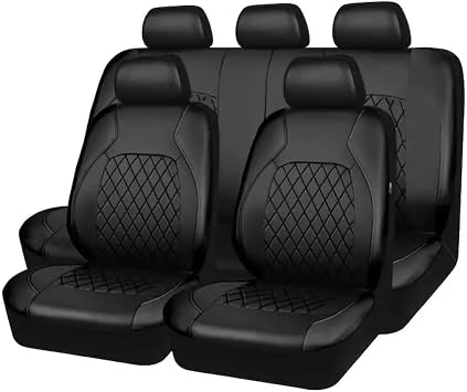 9 Pcs for Chevrolet SUV Traverse Equinox Captiva/Windstorm Trailblazer Trax Tahoe Suburban SUV 5-Seats Leather Car Seat Covers Waterproof Seat Cushion Breathable Universal,Black