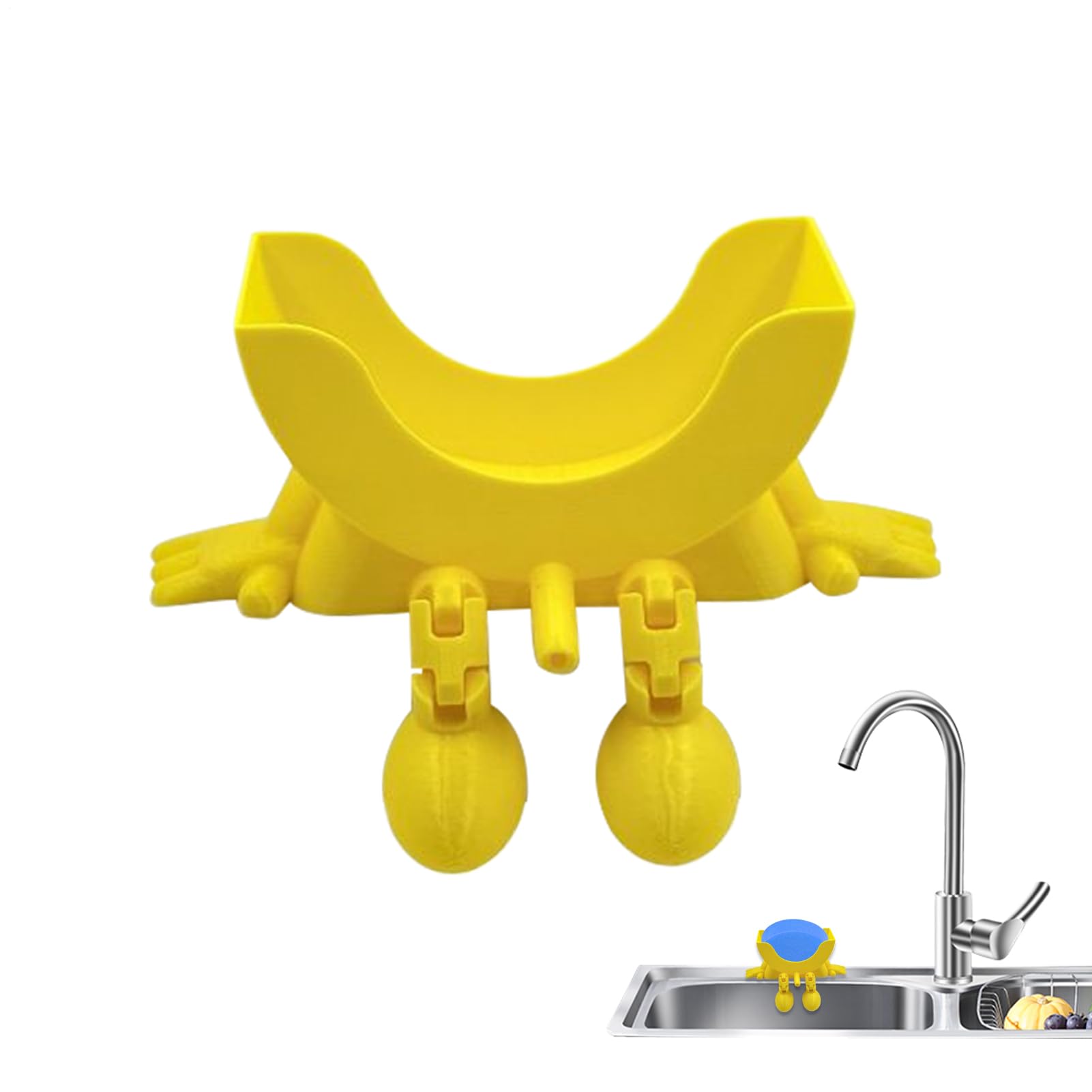 Cute Hanging Sponge Holder with Drainage, Funny Peeing for Scrub Holder with Arms & Legs, 3D Printed Counter Sponge Stand for Kitchen Sink, Keeps Your Sponges Dry & Smiling 15x8.5x6 cm