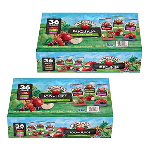 Gourmet Kitchn Apple & Eve 100% Juice Variety Pack | Fruit Punch, Very Berry and Apple Juice | Zero Sugar - 2 Boxes (6.75oz / 36 ct. Each Box), Total 72 Juice Packs