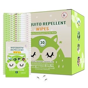 30 PCS Mosquito Repellent Wipes, Individually Wrapped Insect Repellent Wipes Made of Natural Plant-Based Essential Oils, Safe & Effective Insect Protection Perfect for Outdoor Activities, Long-Lasting