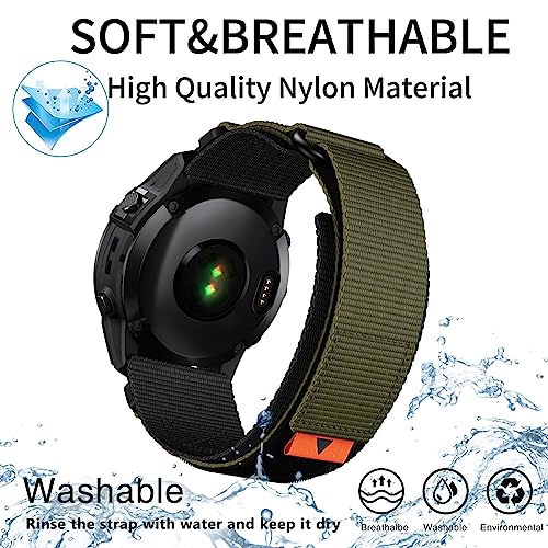 Abanen Rugged Nylon Quick Fit 22Mm Watch Bands For Garmin Fenix 7 / Fenix 6 / Fenix 5 / Epix Pro 47Mm, Adjustable Weave Ballistic Nylon Webbing Wrist Band For Forerunner 955/965 thumb #6