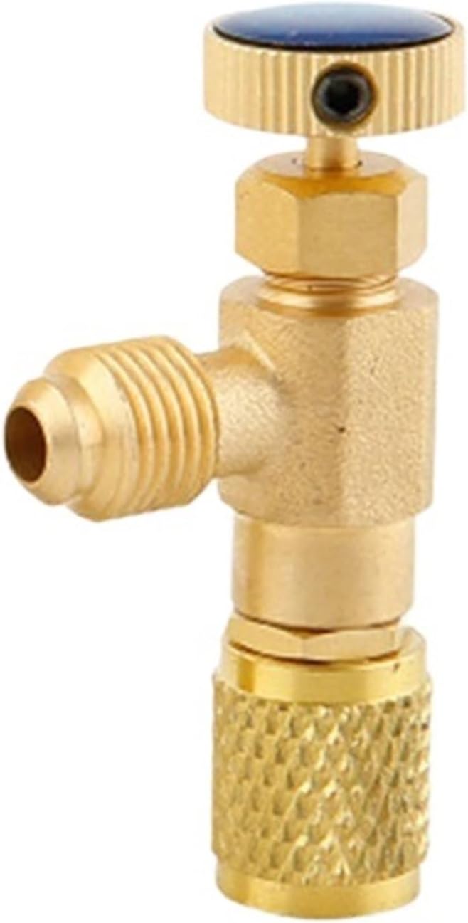 1PCS R410a R22 Refrigeration Tool Air Conditioning Safety Valve Adapter Fitting 1/4" 5/16" Inch Male/Famale Charging Hose Valve(B Type R410)