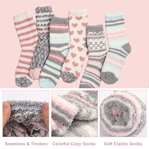 Aivanart Fuzzy Socks For Women,6 Pairs Soft Fluffy Cozy Slipper Socks,Comfy Warm Winter Sleep Plush Bed Socks For Valentine's Day Gifts #TOP3