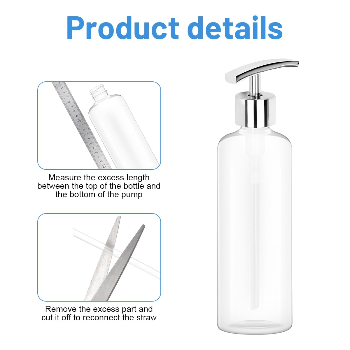 2 Pcs Pompa Dispenser di Sapone, Pompa di Ricambio 28 mm, Erogatore Sapone Liquido con Tubo Flessibile per Bagno Shampoo Doccia Gel