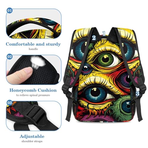 Sac à dos globe oculaire Halloween avec trousse multicolore pour écolier - 4