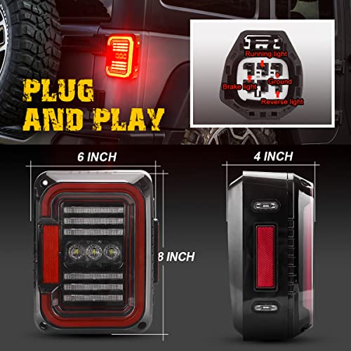 Audexen Led Tail Lights Compatible With Jeep Wrangler Jk Jku 2007-2018, Unique C Shaped Design Clear Lens, 20W Reverse Lights, Built-In Emc, Dot Compliant, 2 Pcs #TOP3