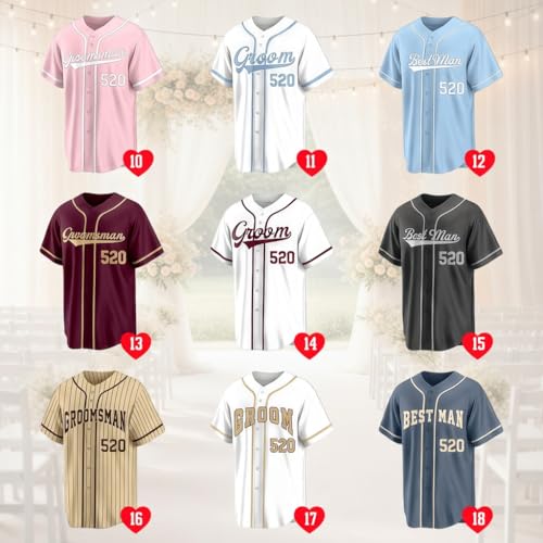 Custom Baseball Jersey - Personalized Groom Groomsmen Best Man Jersey, Bachelor Party Wedding Bride and Groom Shirts miniatura 4