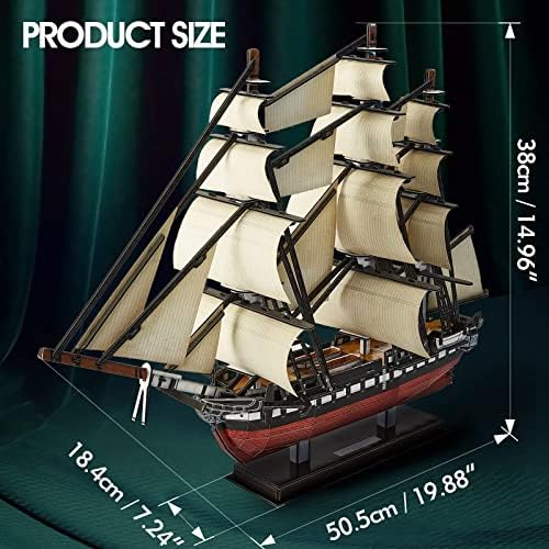 CubicFun 3D Puzzles USS Constitution Vessel Ship Model Building Kits for Adults and Kids, Crafts Gifts for Boys Girls Women Men- 193 Pieces