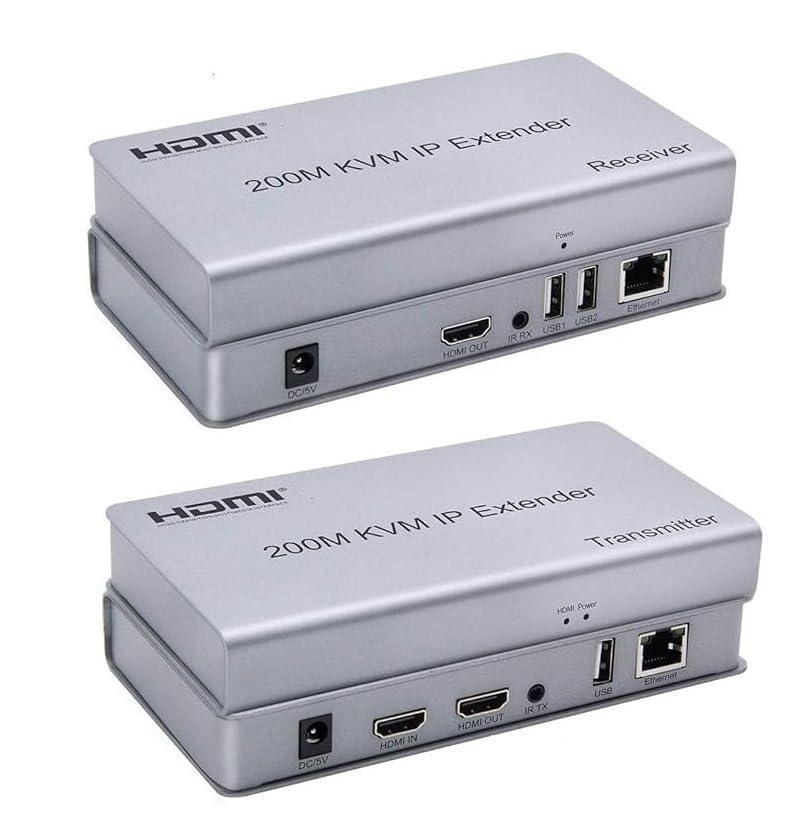 Image of Microware 200m HDMI KVM over Ethernet Extender Single Cat6 /7 Cable Transmitter + Receiver with USB Ports for Keyboard Mouse to control the Signal for PC DVD Sky HD Box PS3 PS4 Satellite Box and other Equipment